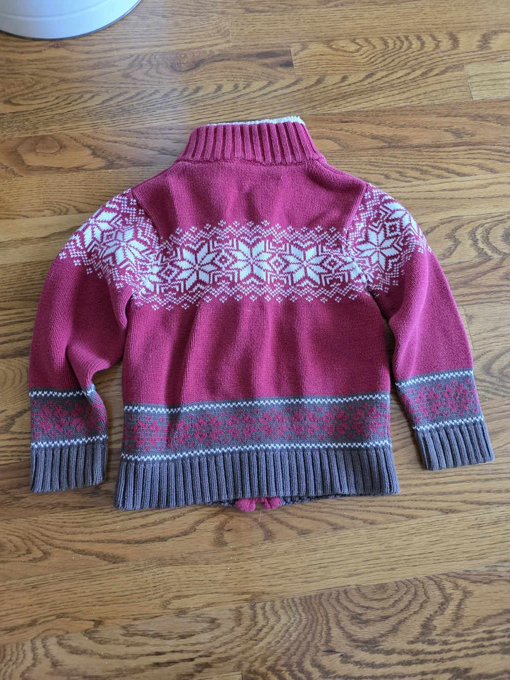 Gymboree Red and Brown Fair Isle Zip Sweater